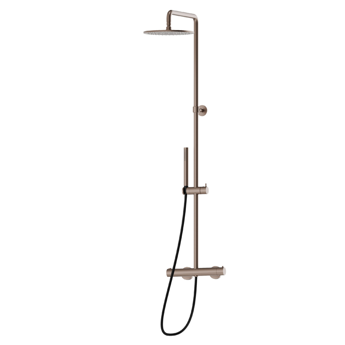 Newform Shower Душевая стойка с термостатическим смесителем, переключателем, верхним и ручным душем, цвет: copper glossy