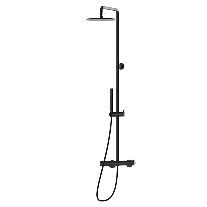 Newform Shower Душевая стойка с термостатическим смесителем, переключателем, верхним и ручным душем, цвет: carbon satin