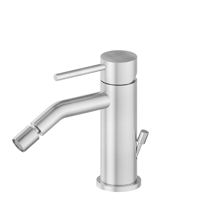 Newform X-STEEL 316 Смеситель для биде на 1 отв.,  с донным клапаном, излив 13.4см.,цвет: нержавеющая сталь