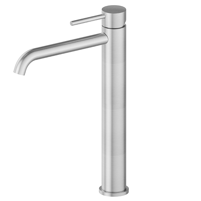 Newform X-STEEL 316 Смеситель для раковины на 1 отв., высокий, без донного клапана, излив 19см., цвет: нержавеющая сталь