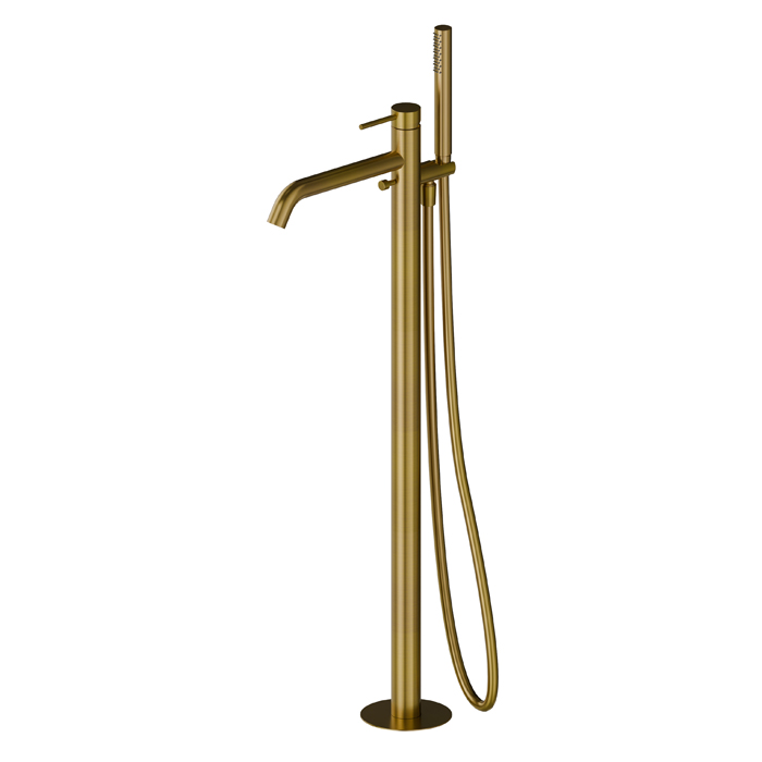 Newform X-Steel 316 Смеситель для ванны, напольный, с ручным душем, цвет: PVD brushed gold