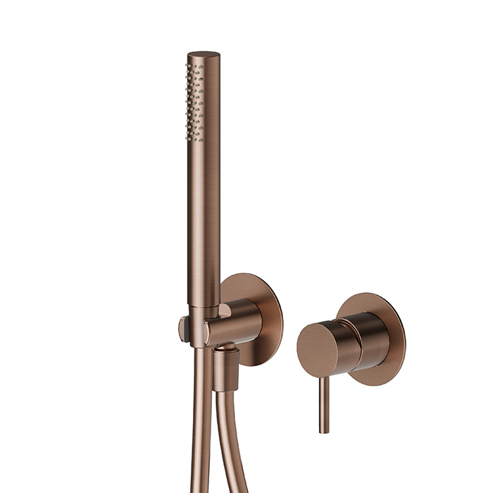 Newform X-STEEL 316 Смеситель для душа, встраиваемый, с ручной душ, шланг 150 см, цвет: PVD Brushed copper bronze