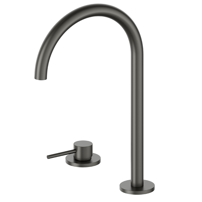 Newform XT Смеситель для раковины, 2 отв., высокий, поворотный излив, цвет: carbon satin