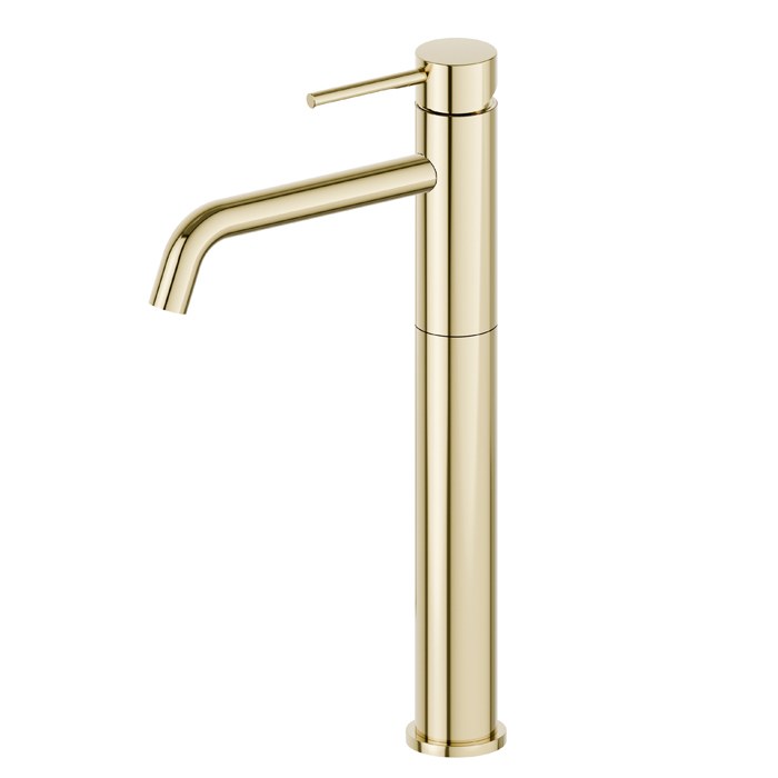 Newform XT Смеситель для раковины, 1 отв., высокий, длинный излив, цвет: carbon satin PVD glossy gold
