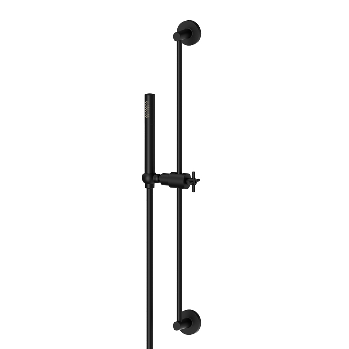 Newform Blink Душевой гарнитур: штанга, ручной душ из латуни, шланг 150 см, цвет: черный матовый