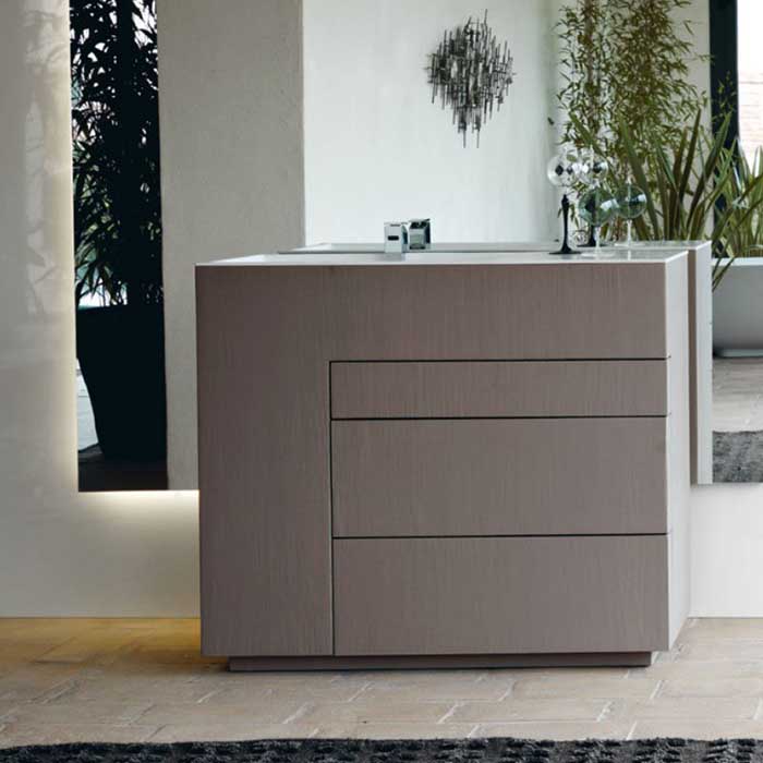 NOORTH milldue edition TOUCH Комплект мебели 100х40х88см, напольный, 3 ящика, слив в пол, раковина Milltek, смеситель H2O, цвет: Argilla матовый