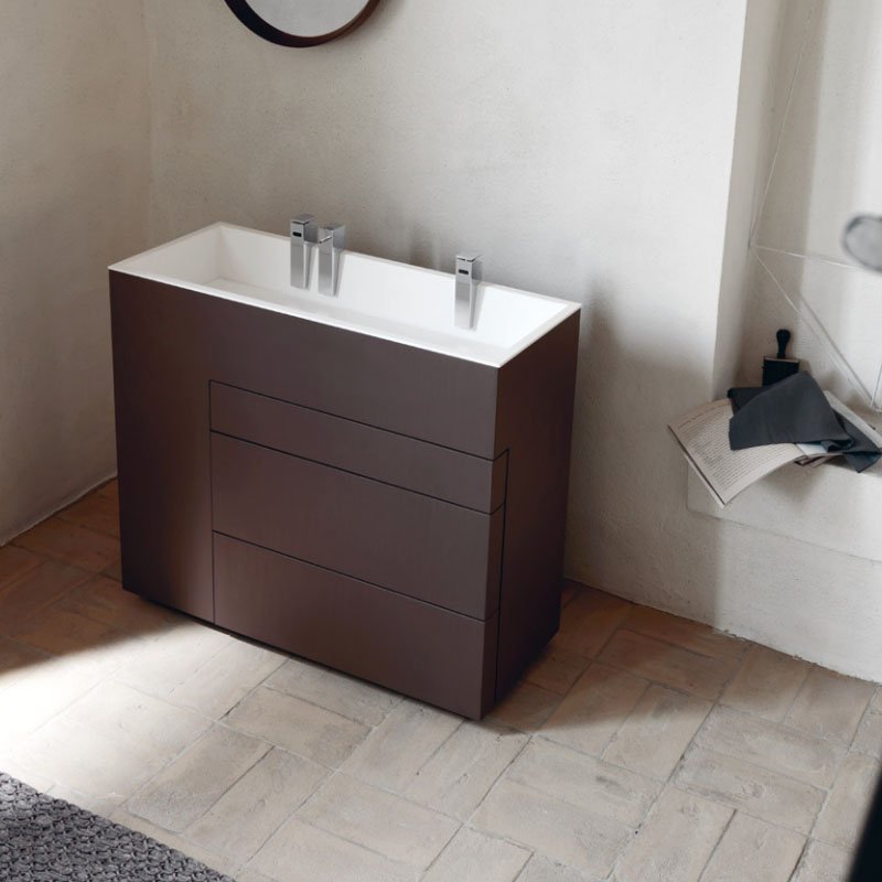 NOORTH milldue edition TOUCH Комплект мебели 100х40х88см, напольный, 3 ящика, слив в пол, раковина Milltek, смеситель H2O, цвет: Fango матовый