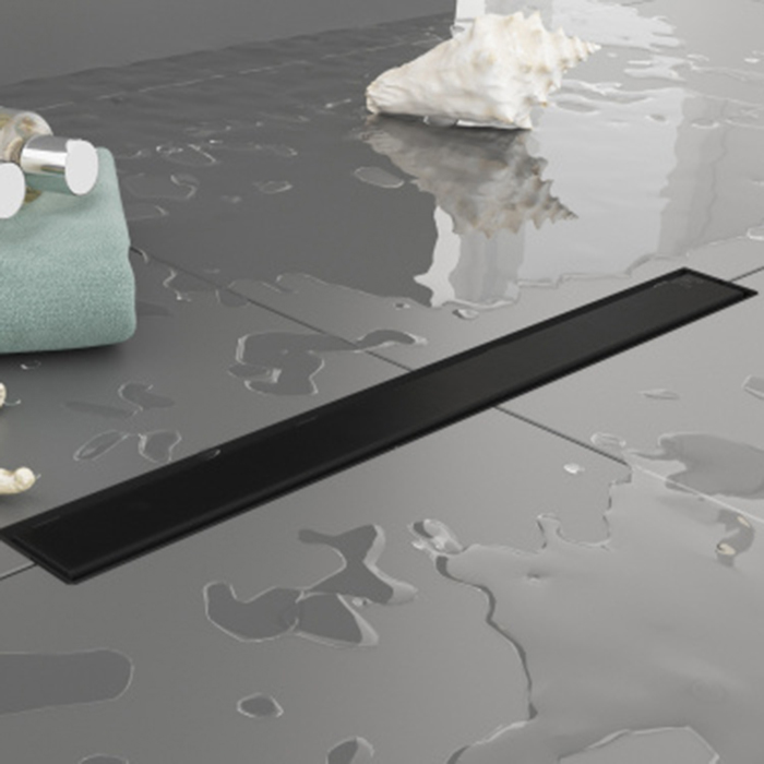 Plumberia Selection Трап душевой PS LINEAR 6x80 2устор. накладка из нерж.стали, комбинир.затвор с горизонт. Выпуском Ду 50мм,40л/мин, цвет: черный матовый