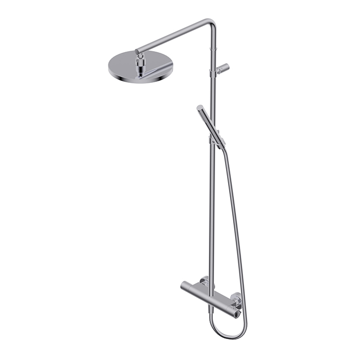 Ritmonio Shower column sets Душевая стойка, с термостатическим смесителем верхним душем из латуни D-20см., ручным душем, цвет: Brushed