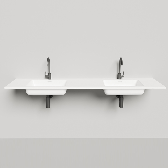 Salini Onda Раковина 180x50см, c 1 отв., c переливом, материал: S-Stone, цвет: белый матовый