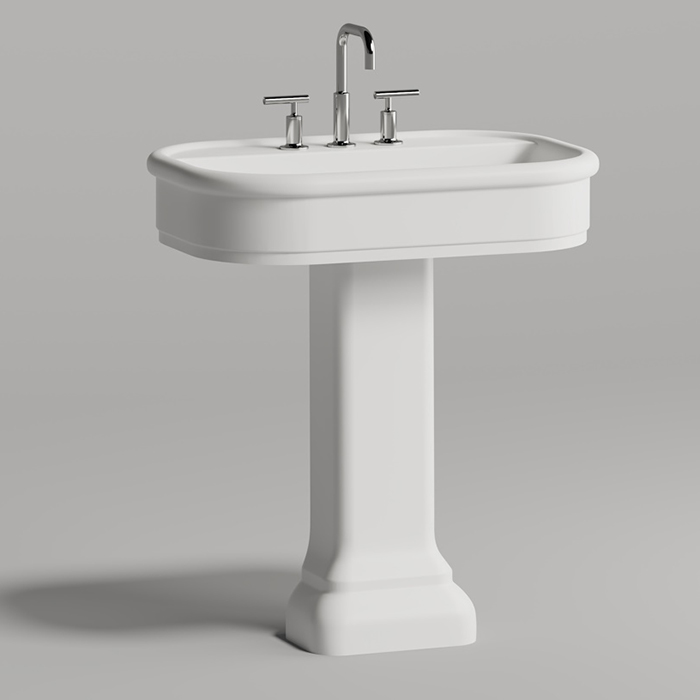 Salini Opera Раковина 75х50х16см., накладная, 3 отв., с пьедесталом, S-Sense, цвет: белый глянцевый