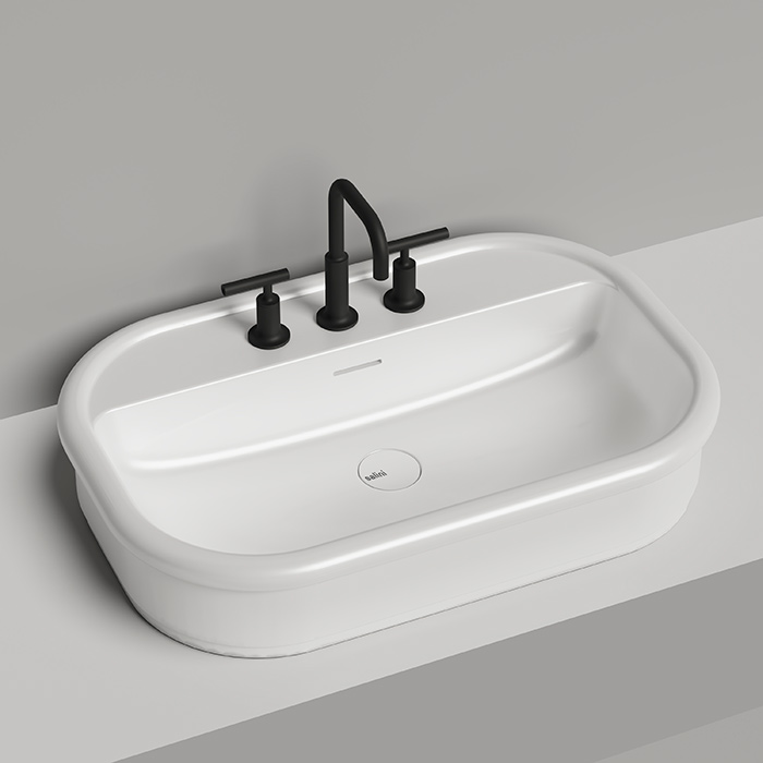 Salini Opera Раковина 75х50х16см., накладная, 3 отв., S-Stone, цвет: белый матовый