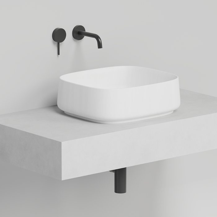 Salini Oriente Bowl Раковина накладная, 45х40.5х14см., S-Sense, декор.накладка на слив, выпуск, цвет: белый глянцевый