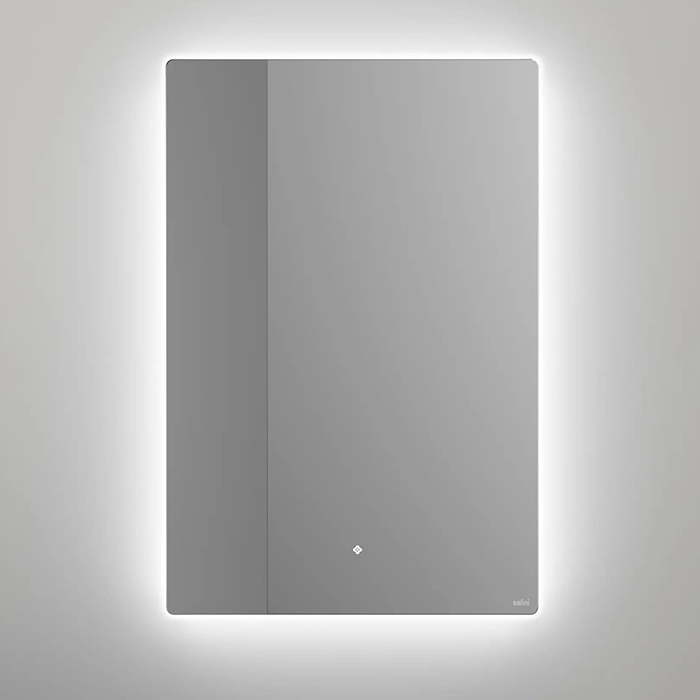 Salini Зеркало для ванны OMBRA 80х90х2.5см., с LED подсветкой, влагостойкое AGC Сrystalvision, сенс. выкл., крепления, обогрев, антизапот.
