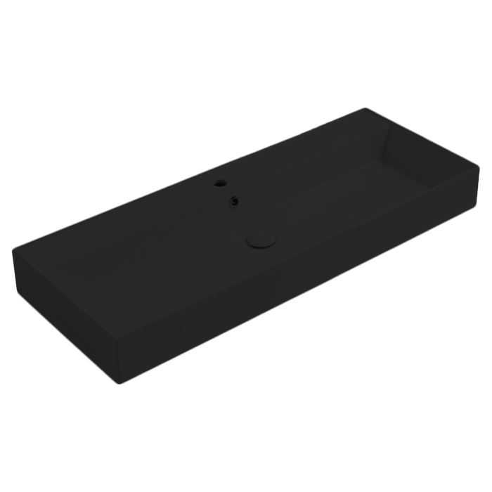 Simas Agile Раковина 121х46см., подвесная, без отв., с переливом, цвет: nero matt