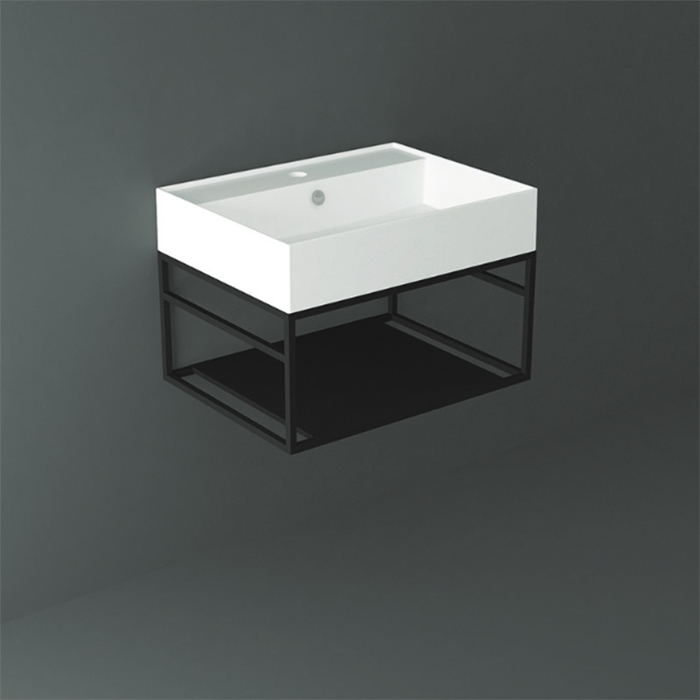 Simas Agile Структура металлическая 61x46xh28см, подвесная, для раковины с 1 отв., AG61, с 1 полкой, цвет: черный матовый