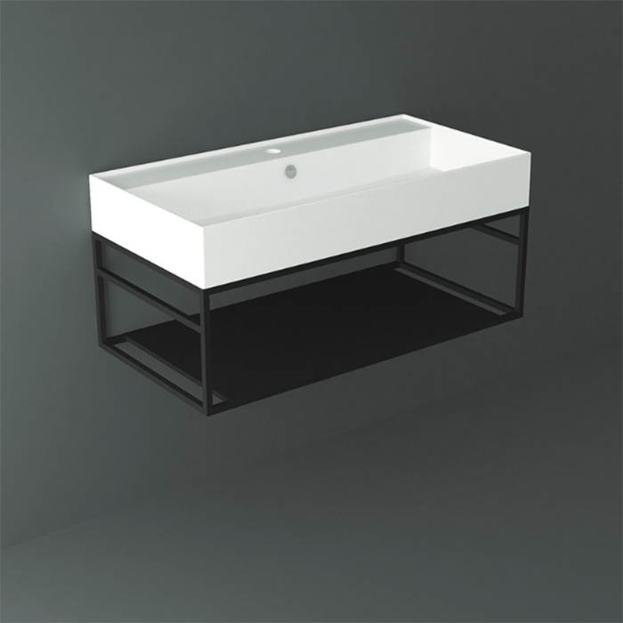 Simas Agile Структура металлическая 91x46xh28см, подвесная, для раковины с 1 отв., AG91, с 1 полкой, цвет: черный матовый