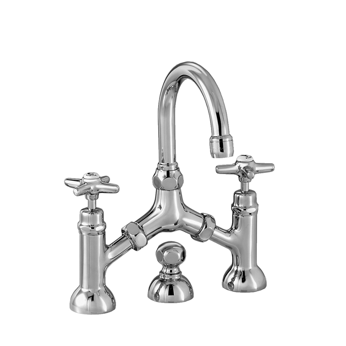 Stella Italica Смеситель для раковины на 3 отверстия 3215/351 с донным клапаном, цвет: хром