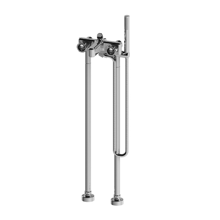 Stella Timeaster Напольный смеситель для ванны 3267/CL306 с ручным душем, круглая ручка d=52мм, цвет: хром