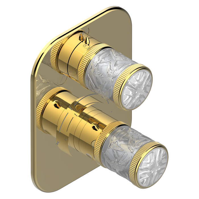 THG Hirondelles Смеситель для душа, встраиваемый, термостатический, цвет: Polished gold