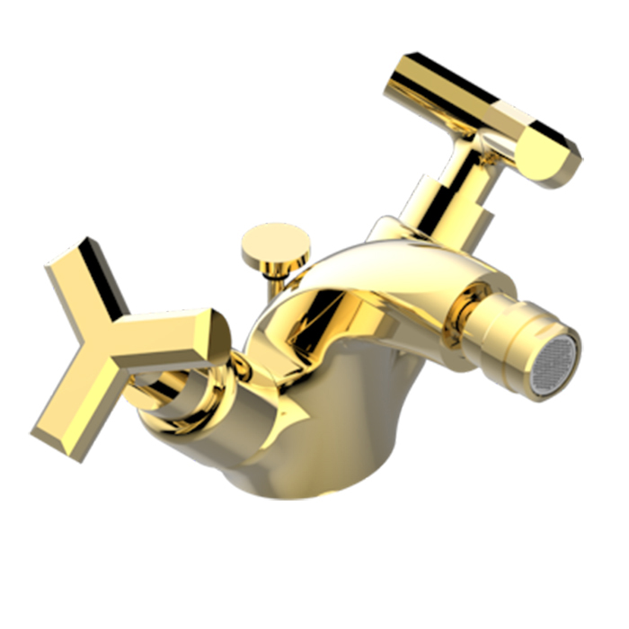THG Les Ondes Смеситель для биде, на 1 отв., с донным клапаном, цвет: Soft matt gold
