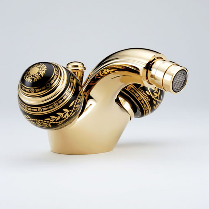 THG Marquise porcelaine noire Смеситель для биде, 1 отв., цвет: золото/черный фарфор