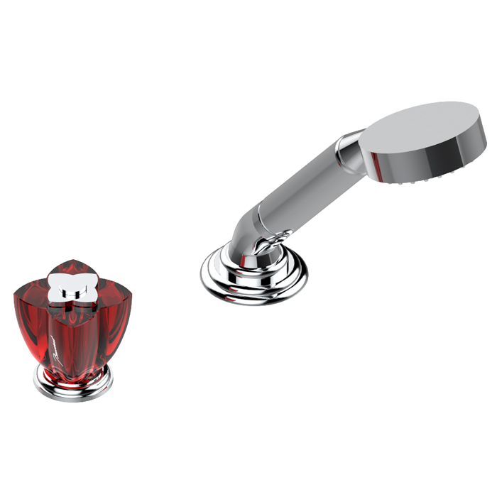 THG Petale de Cristal rouge Ручной душ на борт ванны, 2 отв., цвет: хром/красный хрусталь