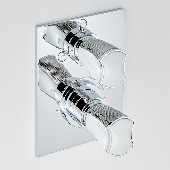THGInfini white porcelain with platinum decor Смеситель для душа встраиваемый, термостатический, с переключателем на 2 потока, внешняя часть, цвет хром