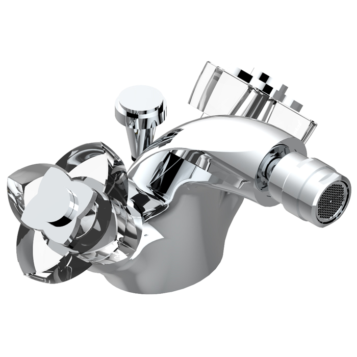 THG Pуtale de cristal clair Смеситель для биде, 1 отв., цвет: хром/прозрачный хрусталь