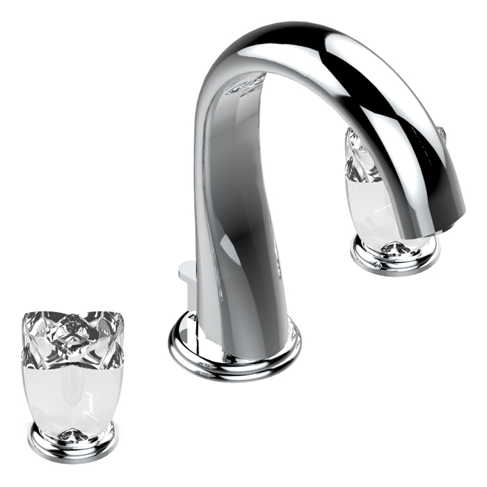 THG Pуtale de cristal clair Смеситель для раковины, 3 отв., цвет: хром/прозрачный хрусталь