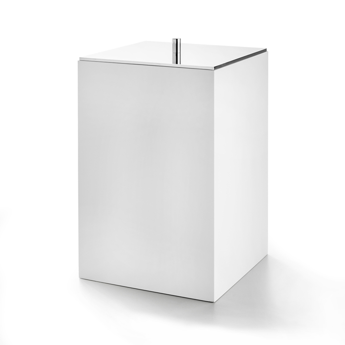 3SC BeMood White Урна с крышкой 20хh32х20 см, цвет: белый/хром