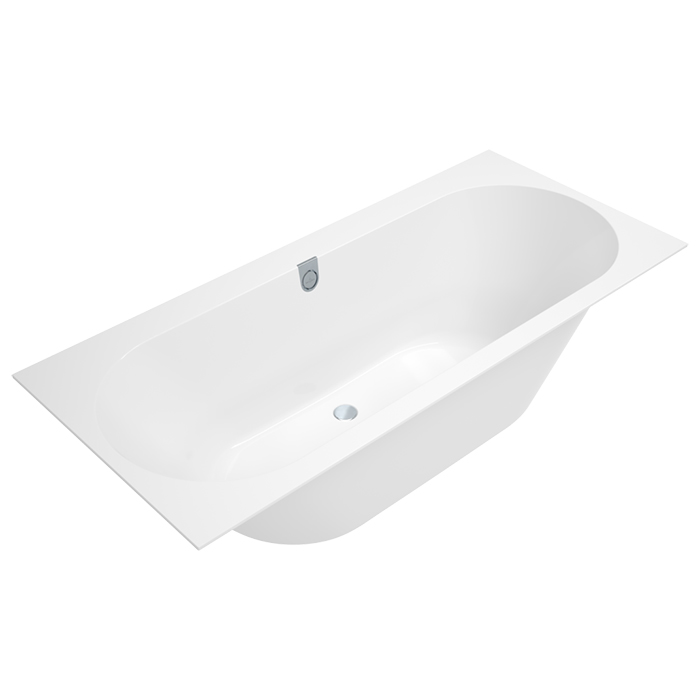 Villeroy&Boch Oberon 2.0 Ванна встраиваемая 1800*800*485, слив по центру, в к-те ножки и слив-перелив хром, материал: Quaryl, цвет: альпийский белый