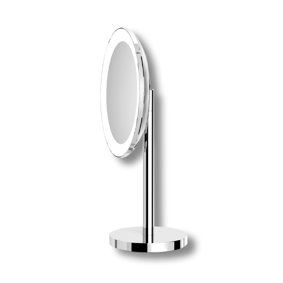 Зеркало LANGBERGER ACCESSORIES 70585 настольное поворотное трехкратное увеличение с подсветкой штекерная розетка цвет хром