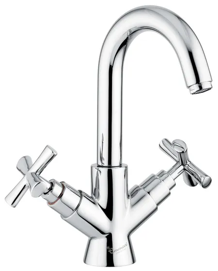 Emmevi Spirit New, двухвентильный смеситель для раковины (h28 см, поворотный излив 14 см), с донным клапаном, цвет брашированное золото
