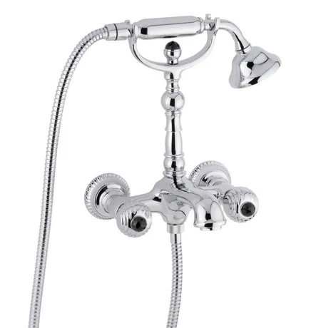Emmevi The One Cloe, смеситель для ванны. Металлические ручки + черные кристаллы Swarovski, цвет хром