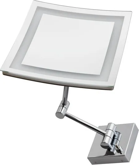 Stil Haus, настенное квадратное косметическое зеркало (2x) с LED подсветкой, цвет хром