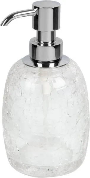 Surya Crystal, дозатор овальный 8х8хh16 см с помпой V5, эффект битого стекла, цвет хром