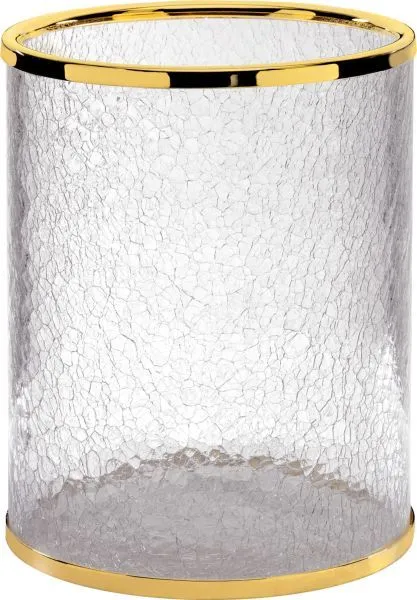Surya Crystal, мусорное ведро без крышки 19х19хh26 см, прозрачное стекло, цвет золото