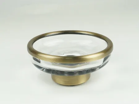 Surya Crystal, мыльница на металлическом основании 11,5х11,5хh4,5 см, стекло с эффектом волны, цвет светлая бронза