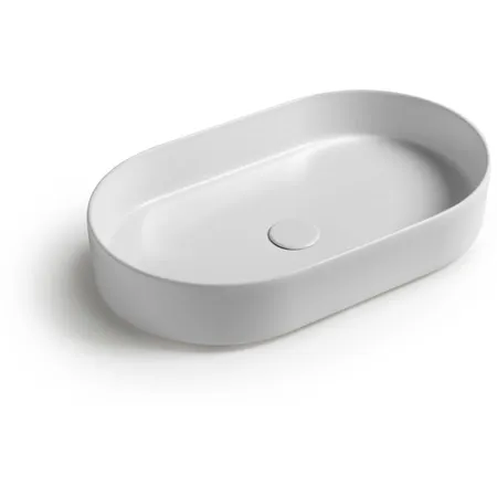 White Ceramic Blade, накладная овальная раковина 60x36x12h см, в комплекте с донным клапаном, цвет кофейный матовый