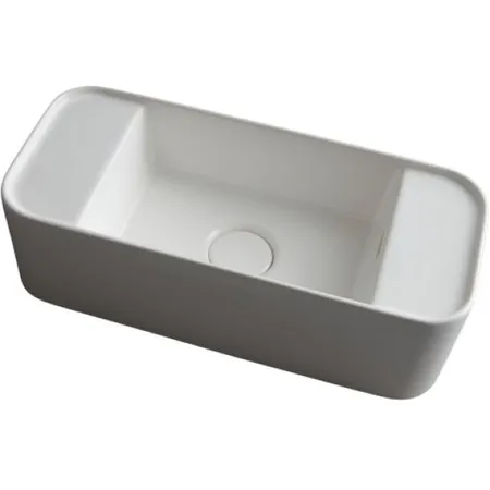 White Ceramic Geo Mini, накладная прямоугольная раковина 50,5x22,5x15h см, цвет белый глянцевый