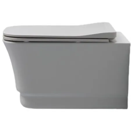 White Ceramic Idea, комплект подвесного безободкового унитаза с быстросъемным ультратонким сиденьем микролифт, цвет сливовый матовый