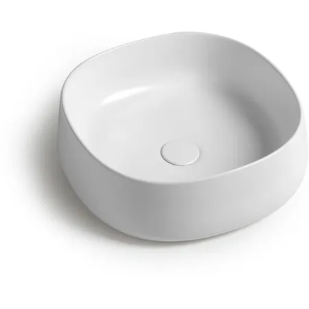 White Ceramic Jumper, накладная квадратная раковина 42x42x15h см, цвет белый глянцевый