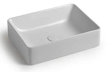 White Ceramic Slim, накладная прямоугольная раковина 50x38x13h см, цвет белый глянцевый