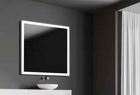 Xpertials Etna, зеркало 100х80 см, 2 датчика: LED подсветка с регулировкой яркости и антизапотевание, профиль матовая сталь