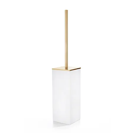 3SC Mood White Туалетный ёршик, напольный, композит Solid Surface, цвет: белый матовый/золото 24к.