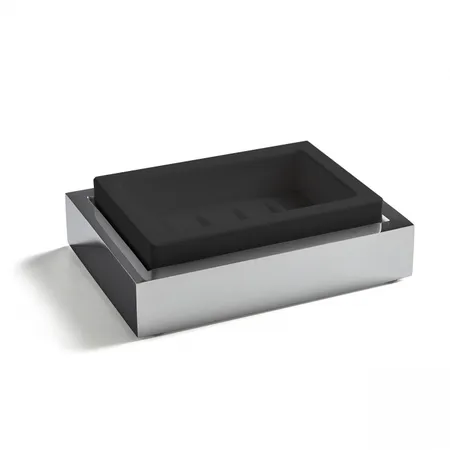 3SC SK 3.0 Мыльница настольная, композит Solid Surface, цвет: чёрный/хром