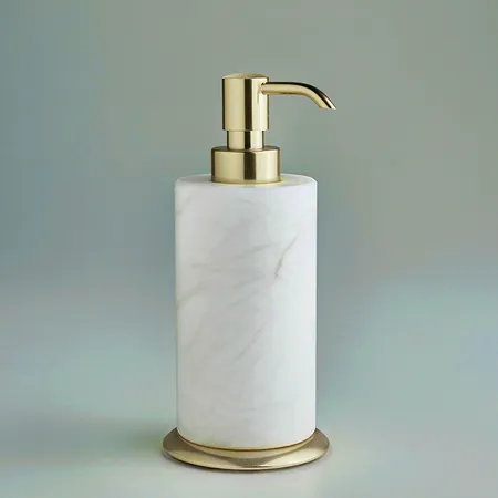 3SC Baster Round Дозатор для жидкого мыла, настольный, цвет: алебастр/Polished Satin Gold