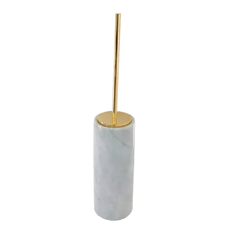 3SC Elegance Туалетный ёршик, напольный, цвет: мрамор bianco carrara/золото 24к. Lucido