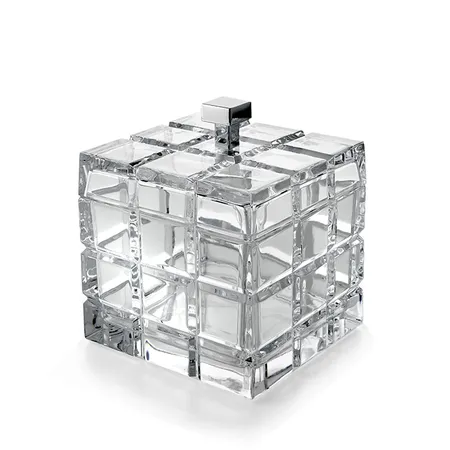 3SC Palace Баночка универсальная, 11x11xh13,5 см, с крышкой, настольная, цвет: прозрачный хрусталь/хром
